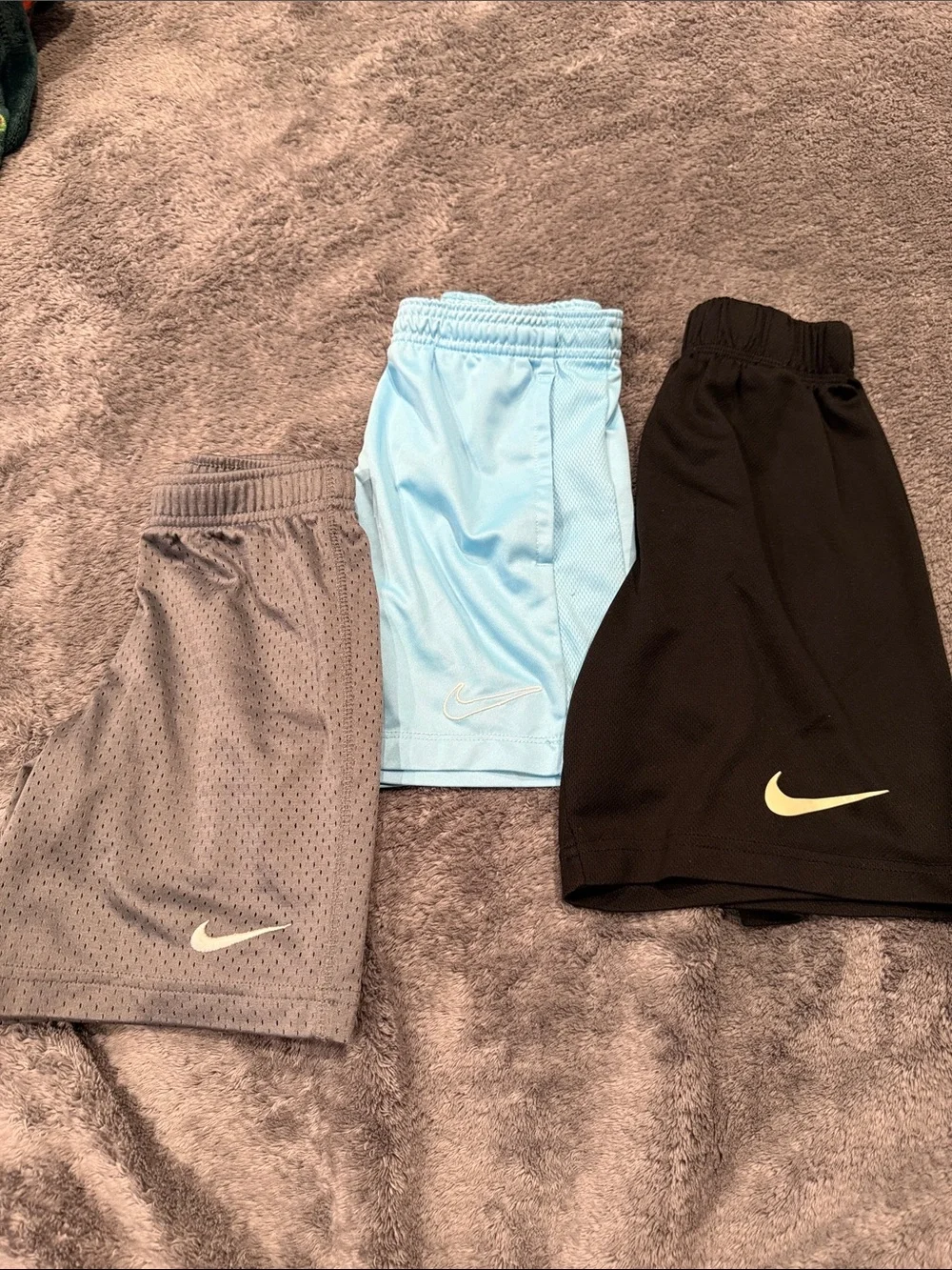 Nike Kids' Athletic Mesh Shorts - Black, Light Blue, Gray bundle